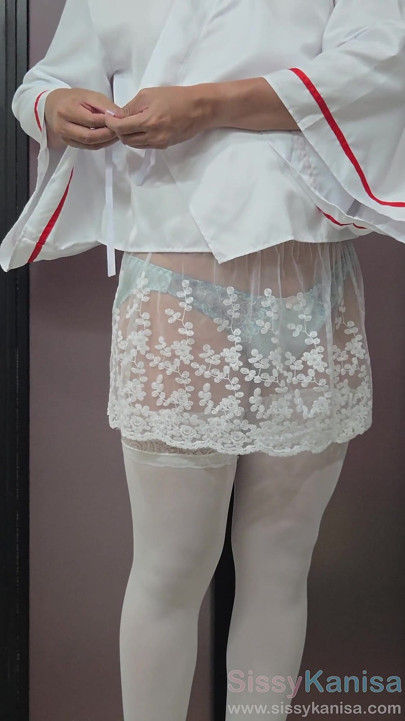 Sissy Kanisa Short Skirt Miko Cosplay Ep1: Get Dressing