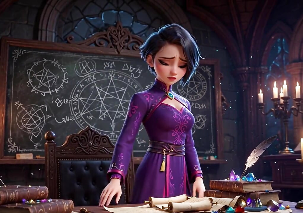 Tired Witchcraft Teacher Uses Spell and Gets Claimed by a Golden Ghost Cock (ai Generated)