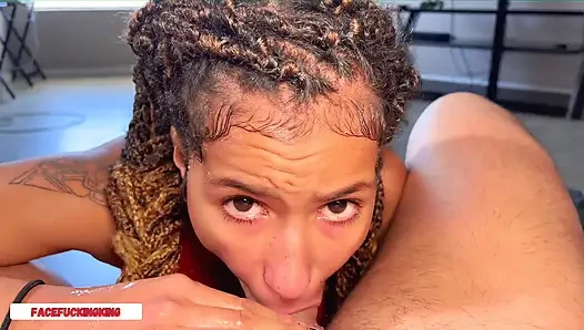 Misch Rennen 18 Jahre Alt, Schlampig, Halsfick, Blowjob & Gesichtsbesamung