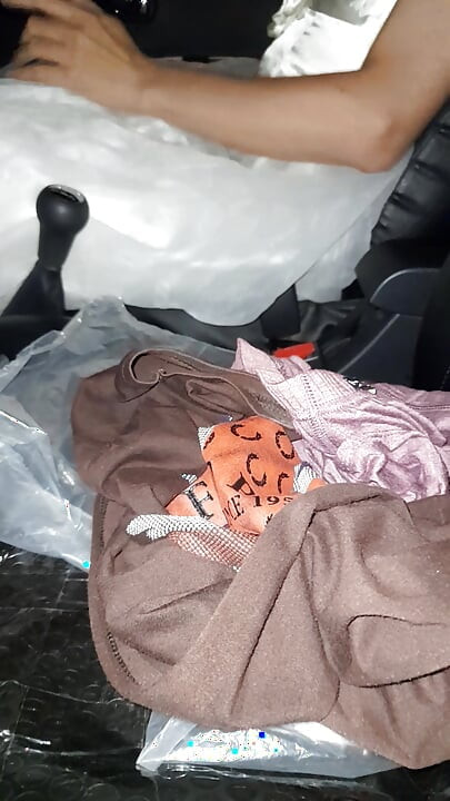 Crossdressing Wearing Wedding Gown While Driving and Cum Inside Gown