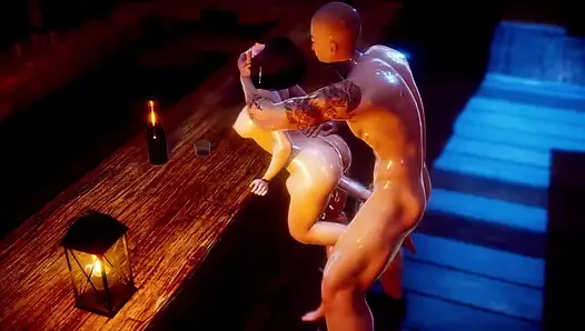 Memek cewek hot ini dientot habis-habisan di konter bar sampai memeknya menganga lebar