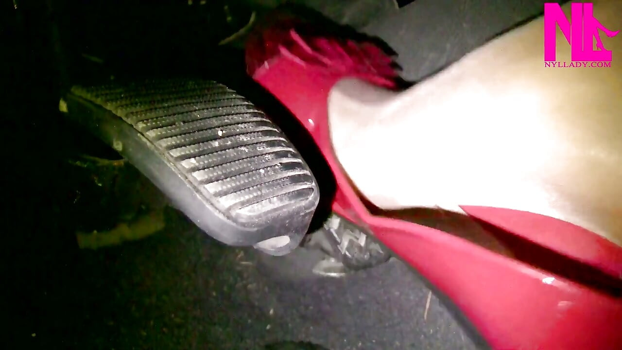 Light and Slow Pedal Pumping in Red Patent Flats and Red Trousers
