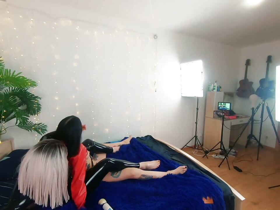 Backstage of Pretty Lesbian Fetish Girls Doing Sex Video. Positive Femdom, Sex Play, Latex Leather