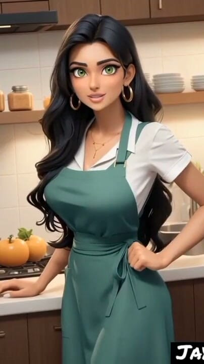 Indian girl Jaya Anjali in her kitchen (Ai model) | Clip 1