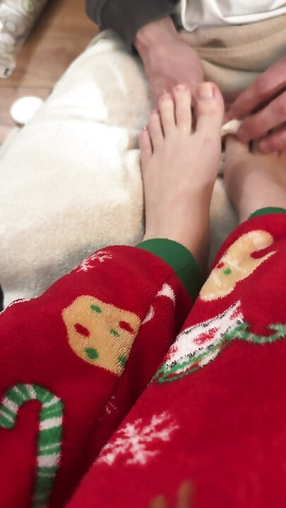stepdaddy takes off his sweeties toenail polish