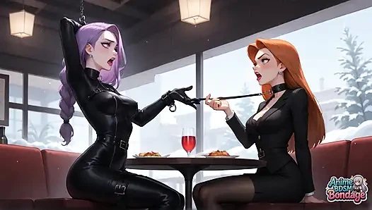 Bound Delight Triple Strap-on Milk Squirting Whore XXX!