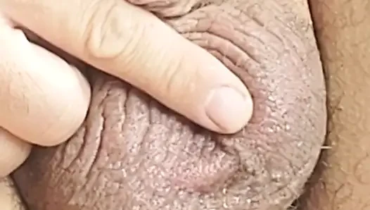 Milking prostate and eat own cum fun