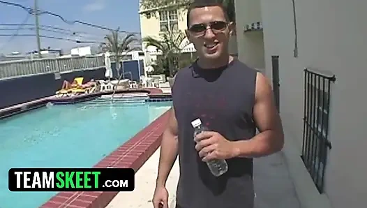 Oye Loca - Hot Latina babe begs lucky stud to suck her titties before getting drilled hard