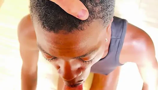 New Face Slim Ebony Mina Hard Facefuck & Cum on Short Hair