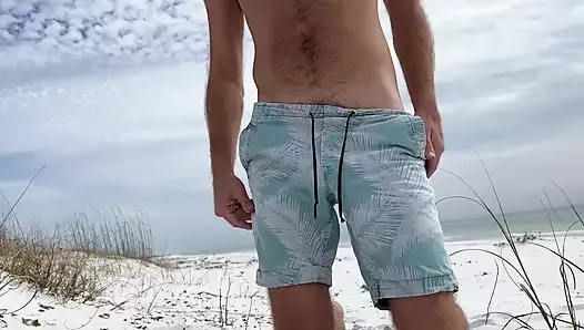 Sand, cock and cum