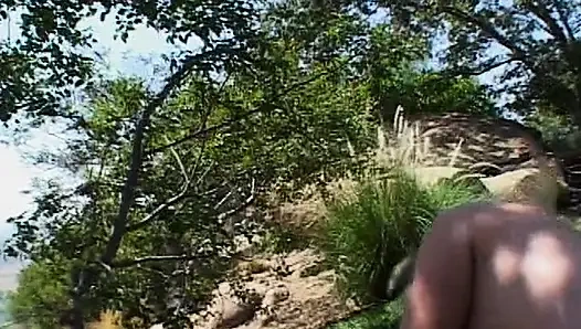 Vollbusige blondine wird im freien arschgebohrt