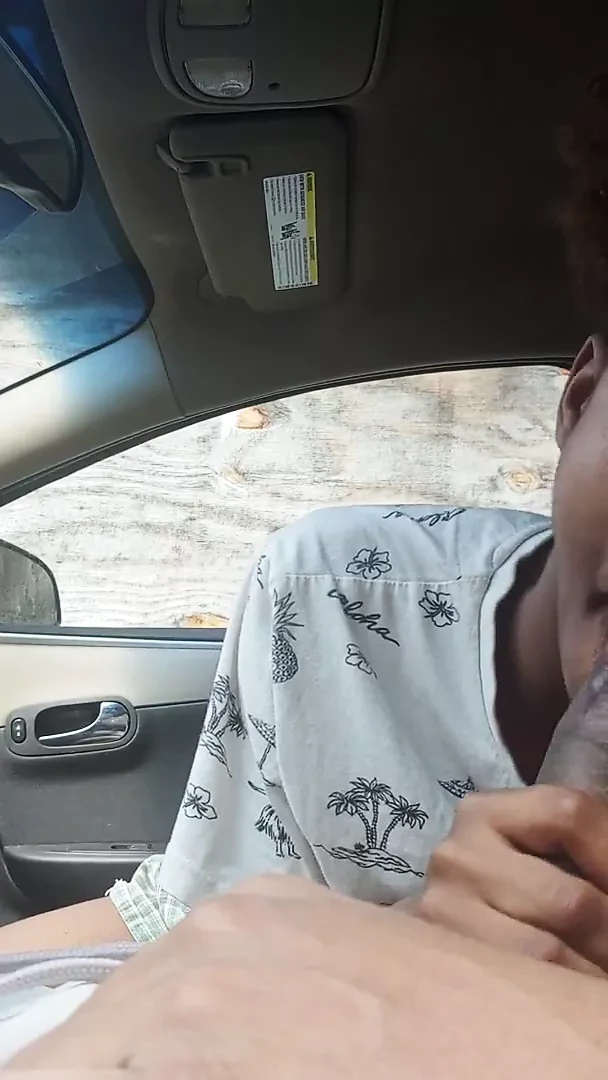 Public blowjob in car from black amateur step mom