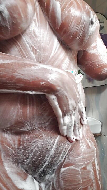 In the Shower Bathing, Massaging Boobs and Fingering Pussy Ass in Doggy Style