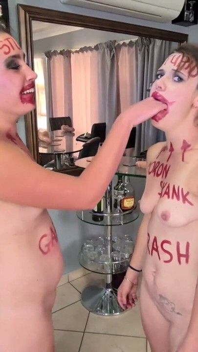 Two stupid whores doing stupid things, self humiliation, humiliating each other | Clip 2