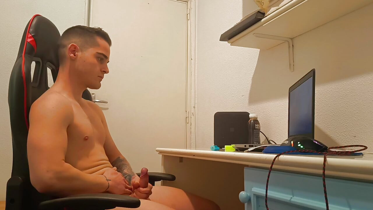 Young boy masturbates watching porn