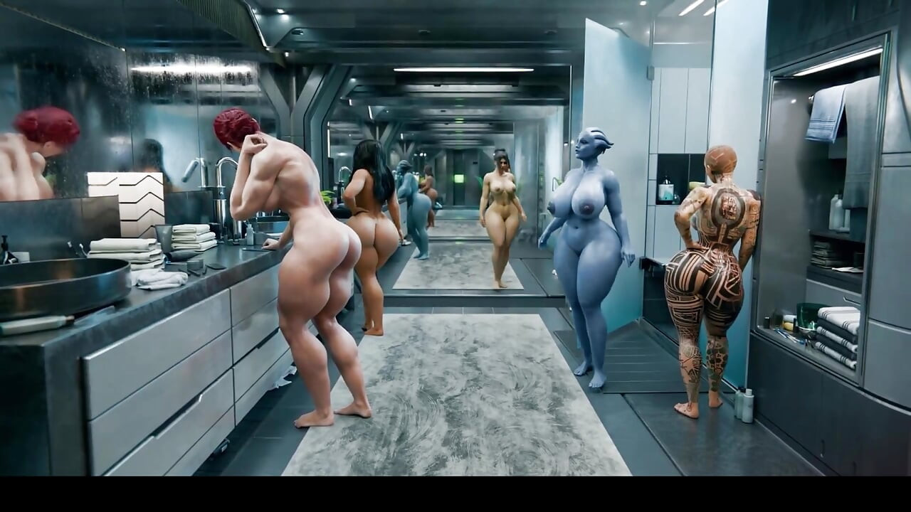 Liara T'Soni Hardcore Gangbang in Women's Bathroom