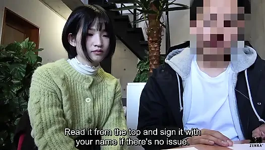 Pale and hairy Japanese girlfriend has sex in front of boyfriend