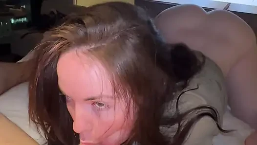 My step sister was not acting normal after we left the party, so I end up fucking her