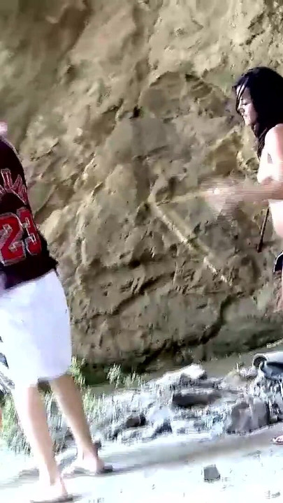 Big ass Latina loves showing off her booty to her new boyfriend on the beach | Clip 1