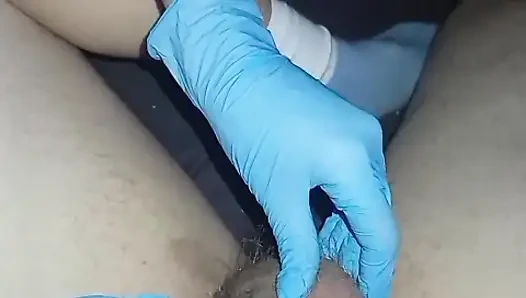 Gentle massage with sterile gloves, it is done as he likes