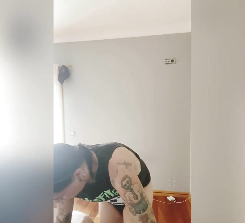 Putting on clothes to stay at home after taking a shower