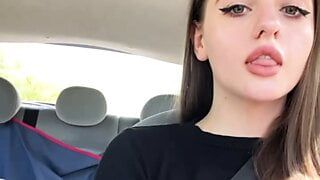 shaking tits in the car