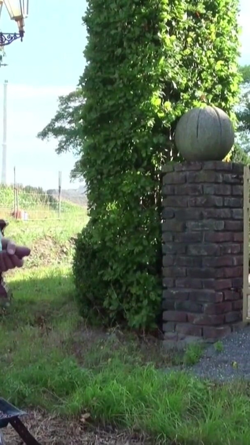 German Step Mom catch Step Son wank in Garden and Help with Fuck | Clip 1