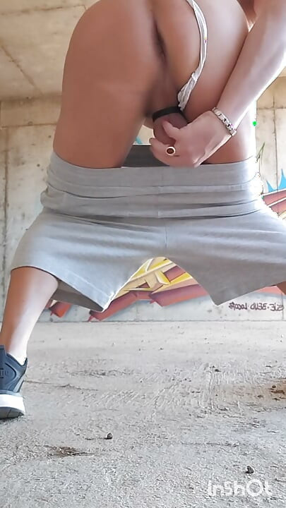 In a Thong Fingering Me Outdoors