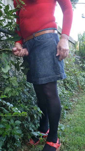 Must-share moment from "Cd outdoors in pantyhose, leotard. Urethral sound, masturbate and cum on miniskirt."