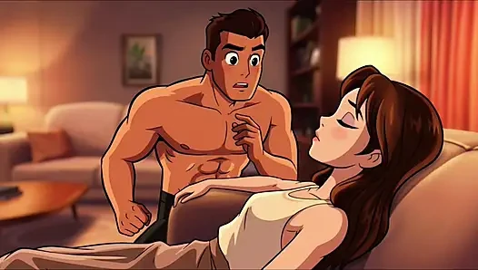 Steamy Secret, sehnt sich nach einer intensiven nacht der üppigen stieftochter mit ihrem stiefvater (KI generiert)