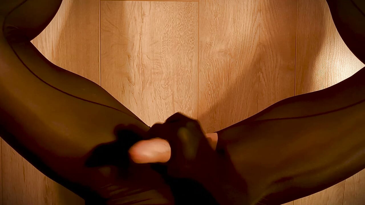 Thick cum on my black silk tights
