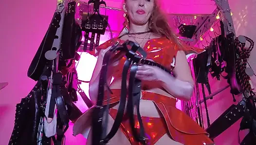BDSM Mistress Pvc Gold Red Vinyl Toys Dick Fetish Boots Femdom