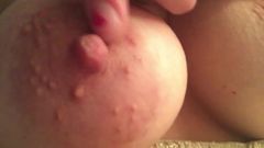 Playing with my huge areolas
