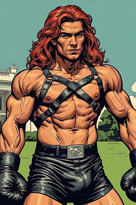 White House Lawn Fighter Bulge Comic Style Art