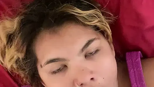 Dominating the slut while her husband works