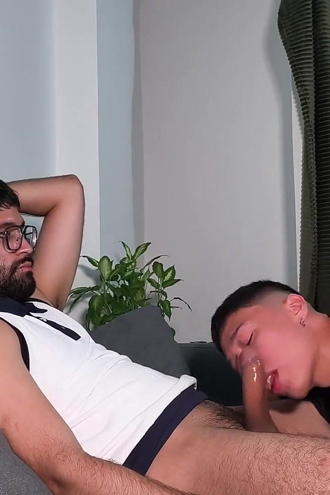 Sexy Twink Jacobo Torres Sucking Hot Daddy Camilo Brown's Big Uncut Cock