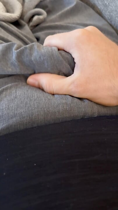 Uncut chubby fat bear jacks his tiny cock and cums!