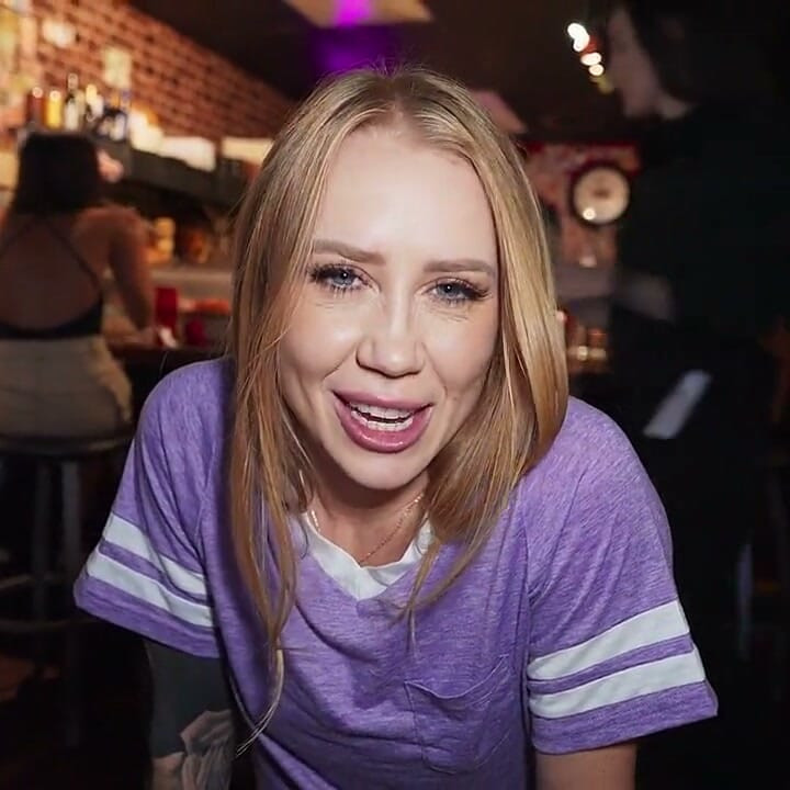 Lets Post It - Cute Inked Blonde Rides Cock POV in Public Bar