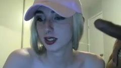 T-girl plays with bbc on cam