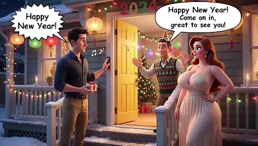 A Taboo New Year Passion Ignites Between Close Friends in the Moonlit Backyard (ai Generated)