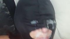 Amateur Facial cum shot on spandex mask hood