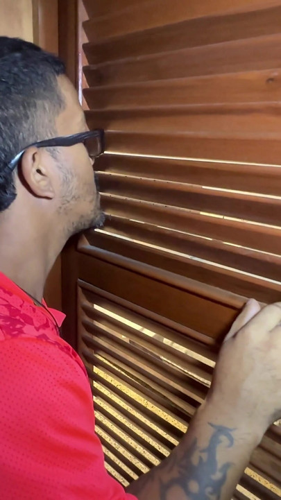 Watching my horny stepdaughter in her closet after getting out of the shower, I catch her secretly fucking her Latino stepbrother. | Clip 1