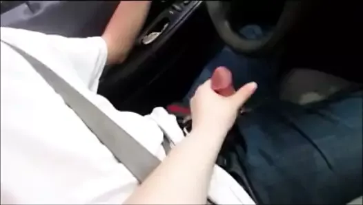 Made Him Cum Quickly With a Handjob While Driving