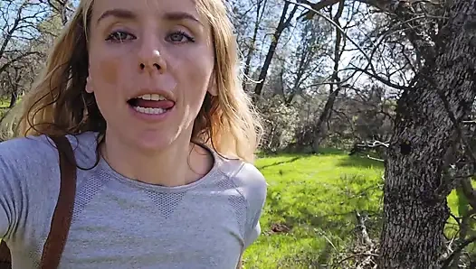 Petite Blonde Gets Bent Over Outdoors and Given Massive Facial