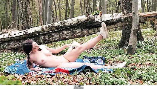 Meggy forest nymph, glass dildo in vagina and teddy bear