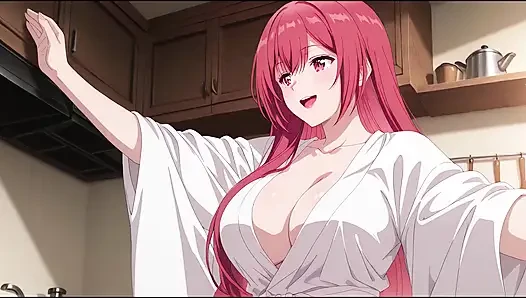Stepson Came Home Early and Caught Stepdad's Wife Cooking in a Tiny Robe. Kureha Enomoto Hentai Cosplay