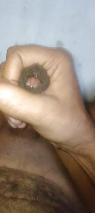 Indian big uncut foreskin shaved hair cock jerking precum show