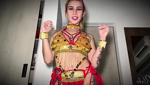 Beautiful horny Arab rides up the ass on a big white cock