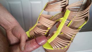 Nude & Neon Platform Sandal Heels Cumshot