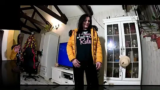 Shiny Yellow Downjacket BJ - Pussy Rules Shirt and Double Cum on My Clothes